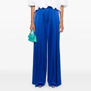Simon Pleated Satin Wide-Leg Trousers